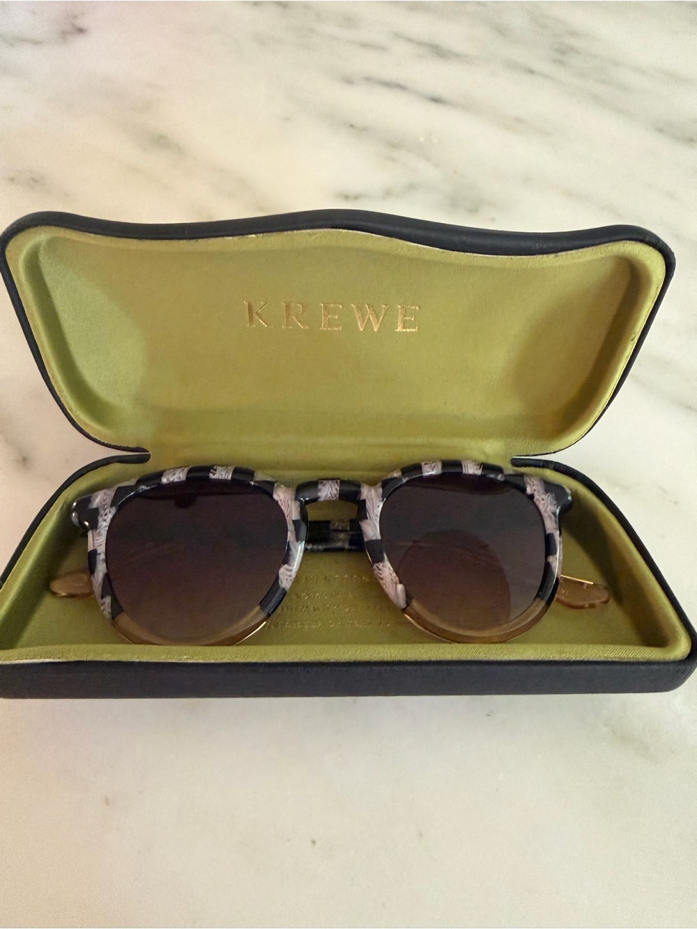 KREWE Collins Sunglasses in Black and Cream Checkerboard